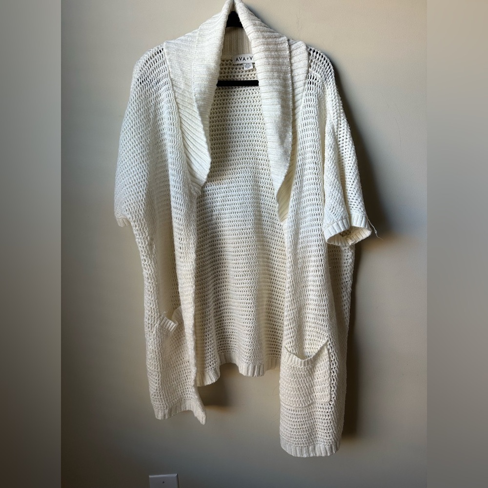 Ava & Viv Women’s Cream Chunky Knit Cozy Cardigan Size 1x Classic Beachy